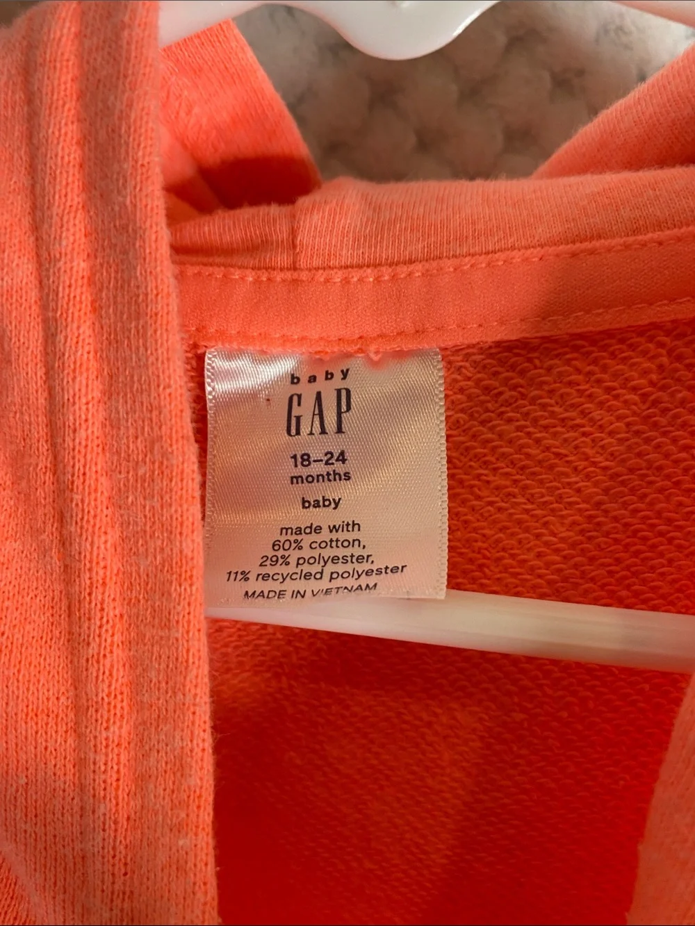 Baby GAP Girls Bright Orange Pullover Hoodie